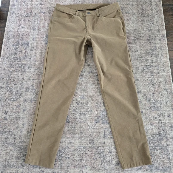 Lululemon ABC Pant Slim Men's Casual Dress Pants Utilitech 32" Khaki Tan Size 34 - Picture 1 of 8